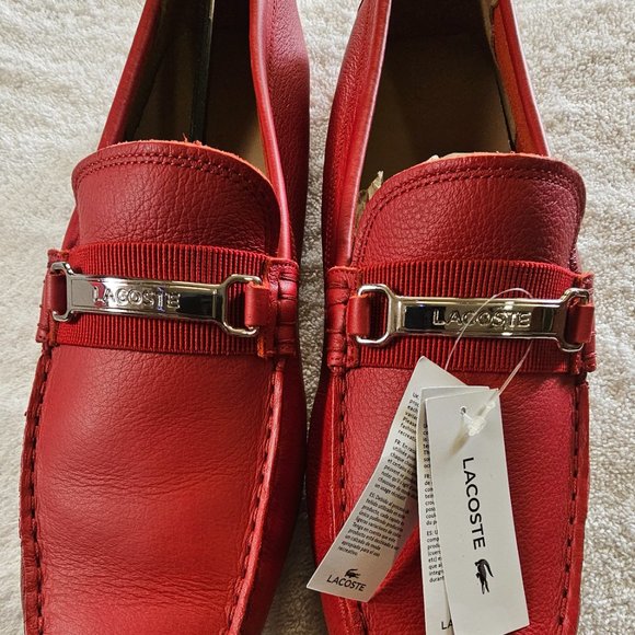 NEW Lacoste Men\'s Ansted Driving Style Loafer Size RED w/Silver Buckle US 11.5 main image 5